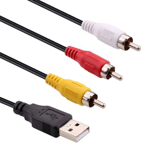 Hididi USB to RCA Cable 5FT, USB 2.0 A Female to 3 RCA Female Adapter Cord AV Composite Cord for DVDs, Digital Cameras, Camcorder Connecting to TV/PC/Computer
