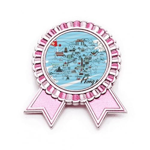 Broche Hong Kong Art Déco Rose cadeau idéal en métal taille M