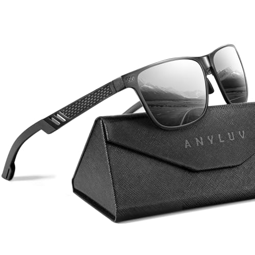 Image of ANYLUV Polarized Sunglasses for Men Rectangular Classic Al-Mg Metal Frame Sun Glasses Mens Sunglasses with UV Protection