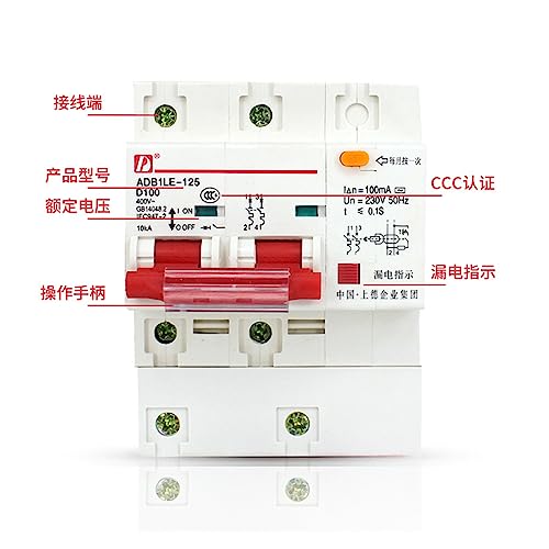 Disjoncteur DZ47LE-125/2P 100A avec interrupteur intégré protection différentielle maison