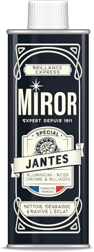 MIROR Nettoyant Jantes – Nettoie, Dégraisse et Ravive l’éclat – Brillance Express – Pour Aluminium, Acier, Chrome et Alliage – Voitures, Motos et Vélos - Fabriqué En France - Flacon 250mL