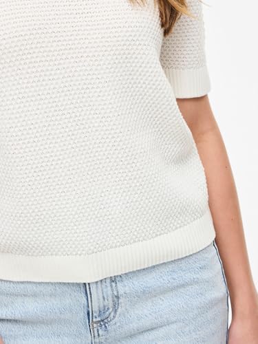 Vila Vidalo O-Neck S/S Knit Top/Su-Noos Maglia, Bianco Alyssum, L Donna - 8