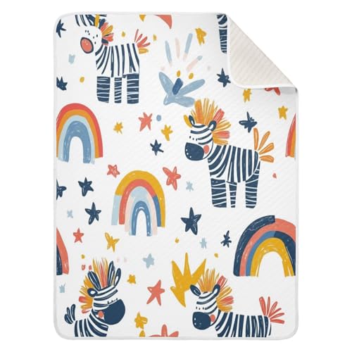 GUIJI Cute Zebra Baby Blanket Cotton Quilt for Boys Girls, Soft and Breathable for Crib Stroller Blanket Infant Toddler-30 x 40