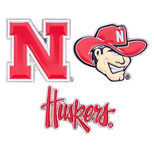 Desert Cactus University of Nebraska Lapel Pins 3 Pack Huskers GBR NU Huskers Logo Enamel Made of Metal (Pin Set)
