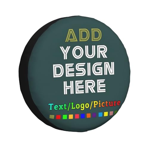 Image of Custom Spare Tire Cover with Picture, Customize Wheel Cover with Logo Personalized Waterproof Dust-Proof Polyester Tire Protectors for Trailer RV SUV All Vehicle, DarkSlateGray