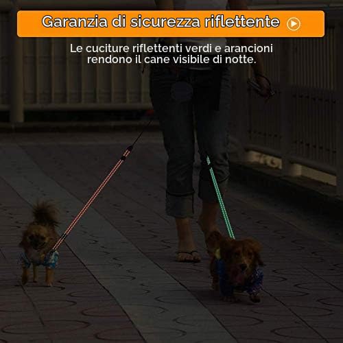 YOUTHINK Guinzaglio Retrattile Doppio per Cani, Allungabile Rotazione 360° Senza Grovigli, Adatto a Cani di Taglia Media e Piccola, .50 lbs