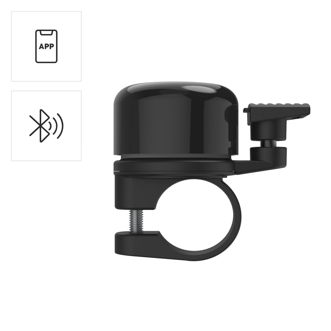 Hama Sonnette Vélo AirBell Pro avec Tag Bluetooth Intégré pour Apple (Diamètre 22.2 mm, Localisation Vélo Scooter Trotinnette Via App Find My, Avertisseur Klaxon Universel, Accessoire Sécurité) Noir