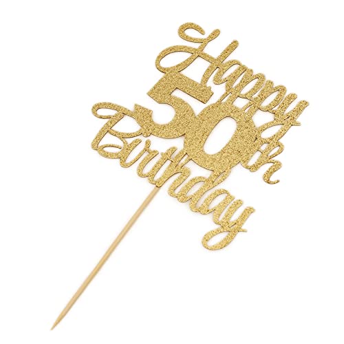 Happy 50Th Birthday Cake Topper - 50Th Anniversary Cake Topper，Happy 50Th Birthday Cake Topper，50 Cake Topper Gold，50Th Birthday Cake Topper，50Th Anniversary Cake Topper Gold Party Decorations #TOP6