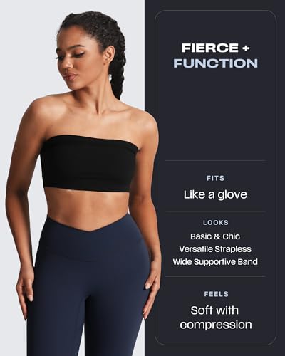 Aoxjox Women's Workout Strapless Bandeau Mesh Bras Training Fitness Running Yoga Crop Tank4