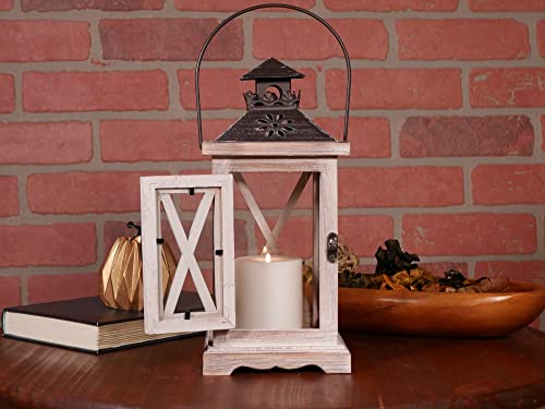 Orchid & Ivy Rustic White Wash Wood Lantern #TOP12