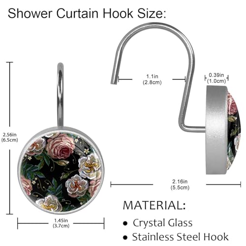 Rideau de douche brodé anti-moisissure 152x182 cm contre éclaboussures