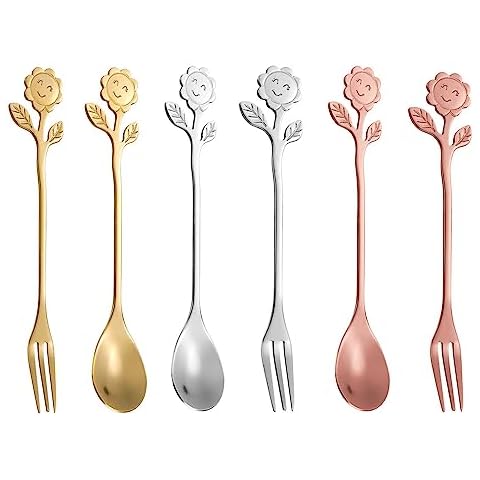 BOBOZHONG 6PCS Stainless Steel Coffee Spoon Set Cover