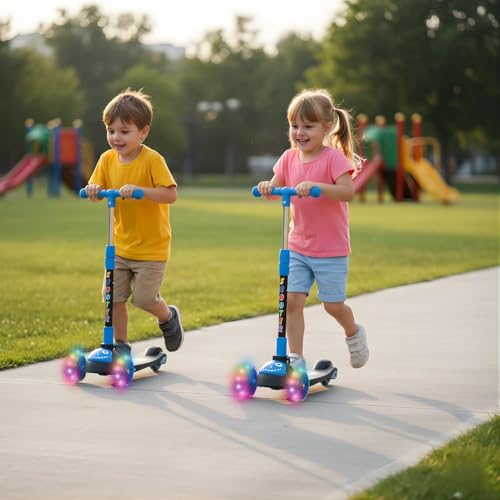 Image of Crackles Foldable Kick Scooter for Kids with LED Light Wheels | Skating Cycle Style Scooter with Adjustable Handle & Foldable Design Lightweight Ride-On Toy for Boys & Girls Outdoor Toy
