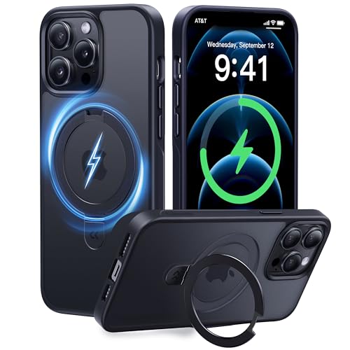 Image of CASEKOO Designed for iPhone 12 Pro Max Case with Magnetic Invisible Stand [Military Drop Protection] [Compatible with MagSafe] Shockproof Translucent Matte Slim Promax Phone Cover 6.7 inch, Black