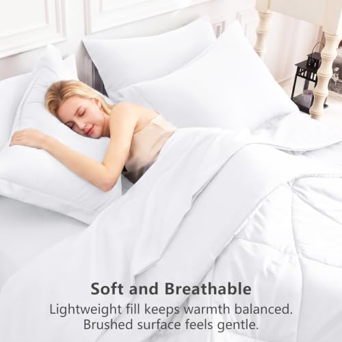 Image of CozyLux Full Size Comforter Sets White - 7 Pieces Bed in a Bag Full, Luxury Soft Bed Set for All Seasons, Bedding Set with Down Alternative Comforter, Sheets, Pillowcases & Shams