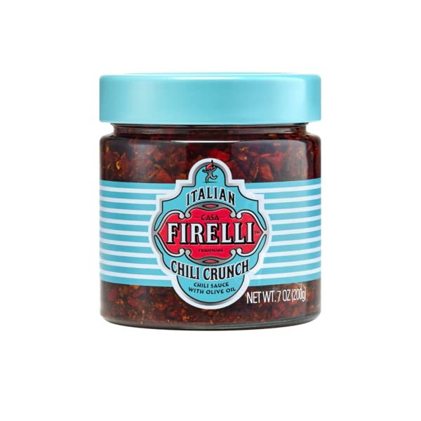 Casa Firelli Chili Crunch | 200g Glas | Italienische, geröstete Chiliflocken | in Sonnenblumenöl | perfekt für Pizza-Toppings, BBQ und Röstbrot | Vegan