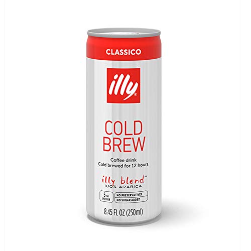 Illy Ready to Drink Coffee CLASSICO Cold Brew, Authentic Italian Coffee, Made with 100% Arabica Coffee, All-Natural, No Preservatives, 8.5 Fl Oz (Pack Of 4)