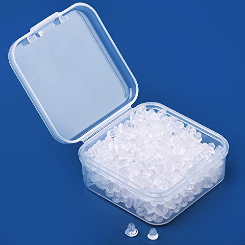 500PCS Universal Silikon Klar Gummi Ohrstopper Ohrstecker Verschlüsse, Ohrstopper,Stopper Silikon,Klar Ohrring Stopper, Ohrstecker Verschluss,Weiß Transparent 4mm *4mm Ohrringstecker