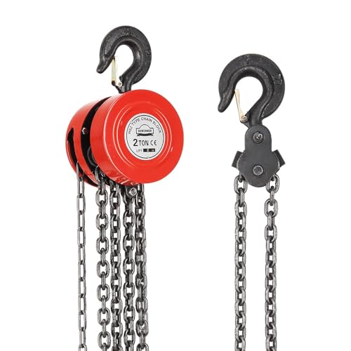 Polipasto Manual de Cadena con Gancho Resistente, Cabrestante de Cadena de 2 Toneladas DEWINNER,6 m de Elevación Máxima, Rojo