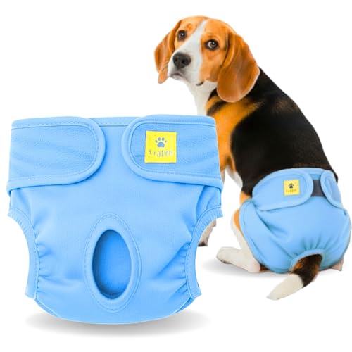 Image of A+a Pets' Cotton Dog Diapers | Underwear Panty | Stretchable Comfortable Washable and Reusable (M, Blue)