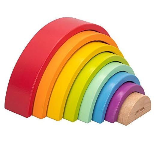 WOOMAX Arcoíris de Madera Infantil, Juguete de Construcción, Madera Natural, 8 Piezas, Juguetes Montessori (46479)