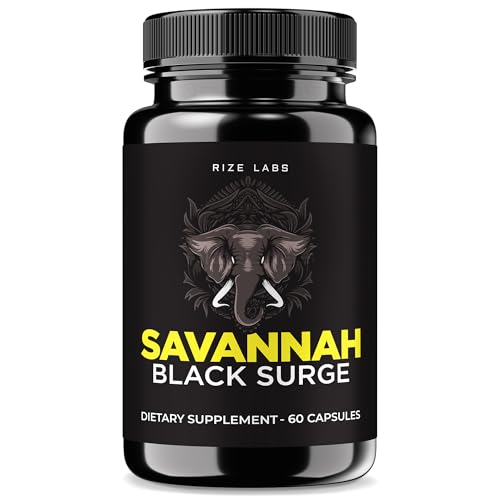 rize labs - Savannah Black Surge Pills for Men, Powerful All Natural Formula to Improve Performance, Capsules to Promote Stamina and Energy (60 Capsules)
