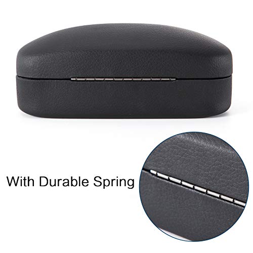 Image of TRIUMPH VISION Sunglasses Case Hard Shell Glasses Case Eyewear Eyeglasses | Sunglass Eyeglass Hard Case for Women and Men Metal PU Leather Lined Storage with Microfiber Cleaning Cloth Protection
