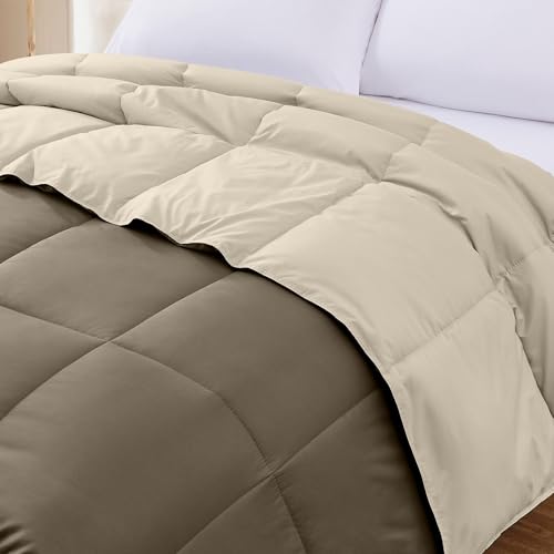 Image of Modern Threads Down Alternative Reversible Comforter Taupe /Champagne Queen