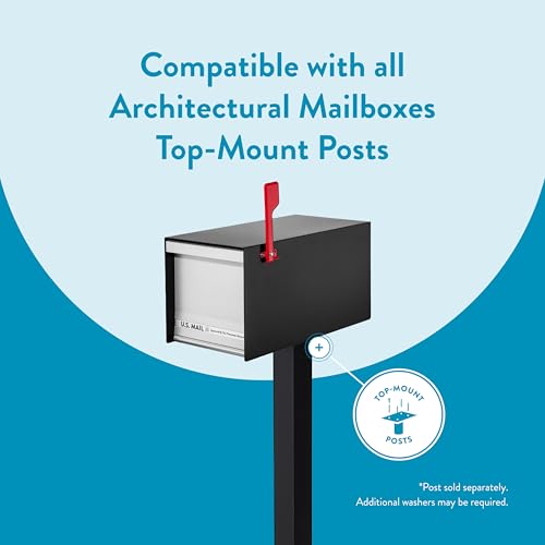 Image of Architectural Mailboxes MailMax Post Mount Mailbox, Black, Large | Modern galvanized steel and aluminum build with rust-resistant powder-coat finish and a magnetic door closure. USPS approved.