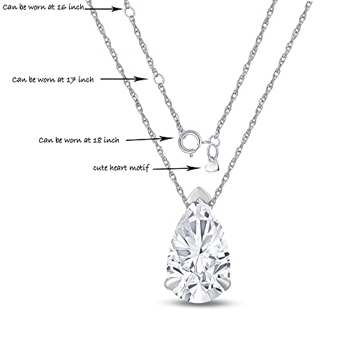 La Joya Pear Shape 1/2 Carat Lab Created Diamond Pendant Necklace For Women |14Kt White Gold Diamond Solitaire Necklaces For Women In Trendy Designs And Dazzling Sparkle | Solid Gold Chain Included #TOP1