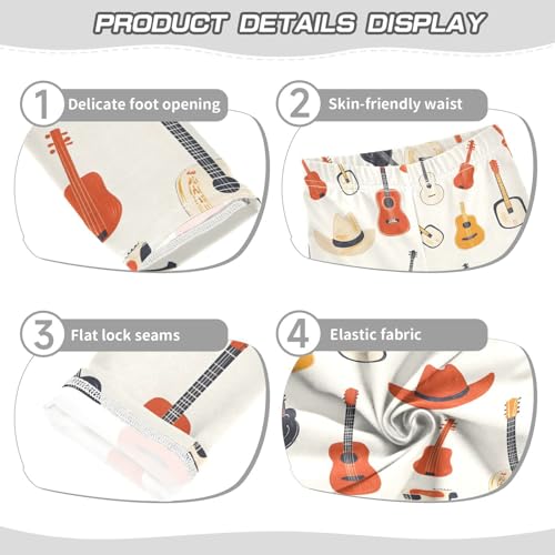 Music Guitar Hat Print Girls Leggings Soft Stretch Workout Yoga Dance Pants for Kids Casual Tights3