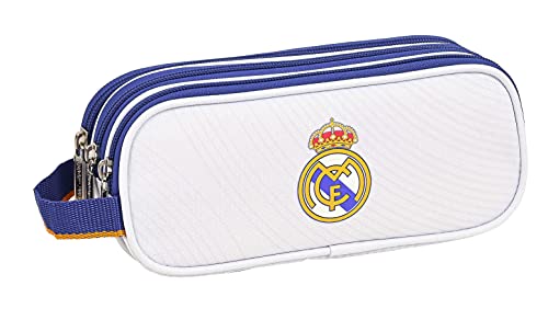 Safta Estuche Triple Cremallera de Real Madrid 1ª Equipación 21/22, 210x70x85 mm, Multicolor