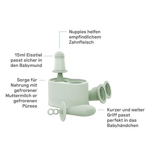 Tiny Pops für Babies Salbei – BPA-freie Silikon-Eisform mit Stiel, ideal für Beikost, gefrorene Muttermilch & Brei – Spülmaschinenfest, ab 4 Monaten