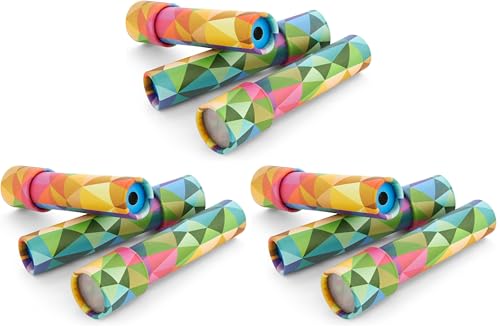 BLUE PANDA Rainbow Prism for Kids Kaleidoscope - 9-Pack, 8 x 1.3 in - Plastic Prism Viewer with Retro Patterns & Rainbow Party Favor Pack for Kid Birthday Party
