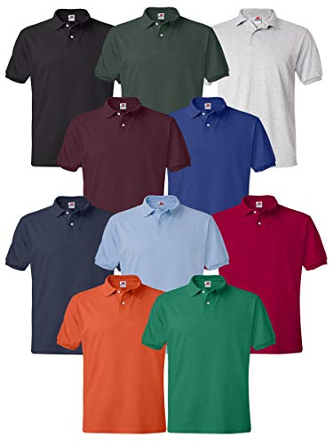 Multipack 054X Bundle Men Bulk Jersey Sport Polo T-Shirt 10 Pack - Make Your Own Assorted Color Set