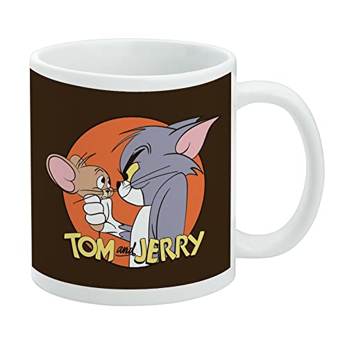 Tom and Jerry Ceramic Coffee Mug Gift Mugs for Coffee Tea and, 11oz, White