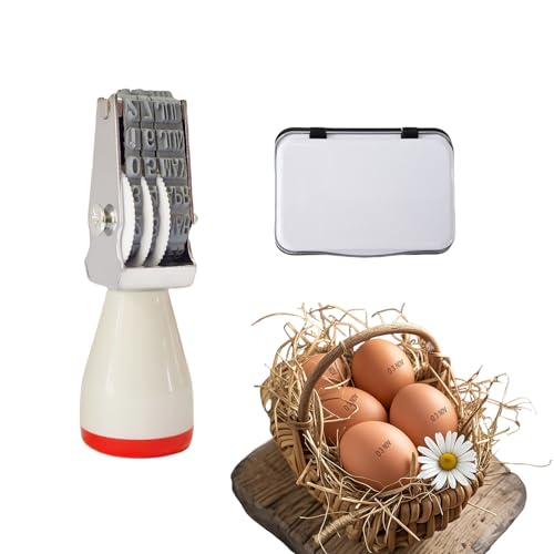 Aunewrick Egg Date Stamp Kit with Ink Pad, Month and Day Stamper for Farm Fresh Eggs Chicken Duck Turkey Goose Poultry Eggs
