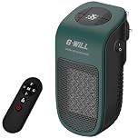 G-WILL Smart Plug in Heater 600W [Gen 2] (Green) - 4p/hr Running Cost, Wake-up Timer, Cuts 75% Energy, Ceramic Mini Portable Electric Space Fan Heater, Auto Thermostat, 4-Layer Safety System