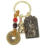 SHOWERORO Llavero Amuleto Tai de Latón Cuerda Marrón, Colgante Tradicional Chino 1 Pieza para Decoración de Llavero y Accesorio de Bolso Feng Shui