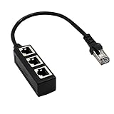 RJ45 Ethernet Splitter cable,RJ45 Y Splitter Adapter 1 to 3 Port Ethernet Switch adapter cable for CAT 5/CAT 6 LAN Ethernet Socket Connector Adapter Cat5 Cat6