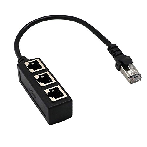 RJ45 Ethernet Splitter cable,RJ45 Y Splitter Adapter 1 to 3 Port Ethernet Switch adapter cable for CAT 5/CAT 6 LAN Ethernet Socket Connector Adapter Cat5 Cat6