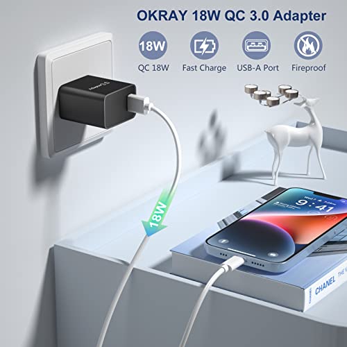 USB Charger Block, OKRAY 2-Pack 18W 3.0 Quick Charge Power Adapter Type A Box USB Wall Plug Fast Charging Block for Wireless Charger, Samsung Galaxy S25 S24 A16 A15, iPad, iPhone 16 15 14 13 12 11 Pro - Image 5