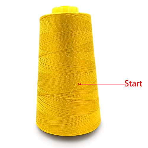 Tortoise 4 Cones Of 3000 Yards Each Spool Thread For Sewing All Purpose Sewing Thread 100% Polyester Thread For Serger Overlock Quilting Sewing Machine 40S/2 Yellow #TOP2