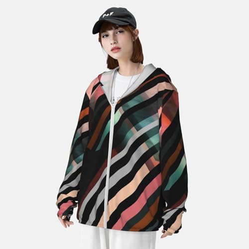 Men's Sun Protection Shirts Abstract Triangle Striped Long Sleeve Sun Shirt for Fishing Running Hiking Swim4