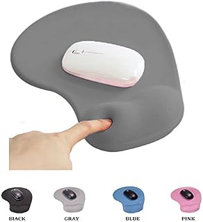 Podkładka pod mysz z podkładką na nadgarstek, spód z antypoślizgowej gumy, ergonomiczna, szara / czarna / różowa / niebieska