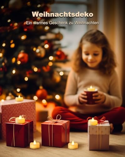 AMAGIC 12er Flimmerfreies LED-Teelichter, Batteriebetriebene Kerzen Für Hochzeit, Weihnachten, Tischdeko, Zuhause,Wach Außenschale – Ansicht 4