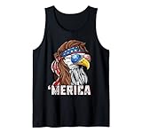 Merica USA American Flag Patriotic 4th of July Bald Eagle Tank Top