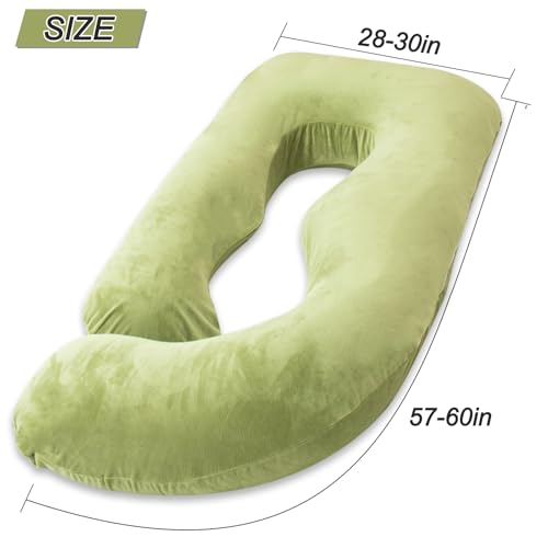 Image of 60 Inch Pregnancy Pillow for Sleeping (Green) | Extra Large U Shaped Body Pillow, Maternity Pillow for Pregnant Women