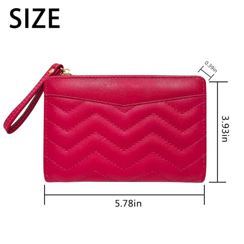 Genuine Leather Wallet for Women, Small Zipper Wristlet Purse with Magnetic Snap, Compact Card Holder for Travel & Daily Use (5.9x3.93x0.78in)2