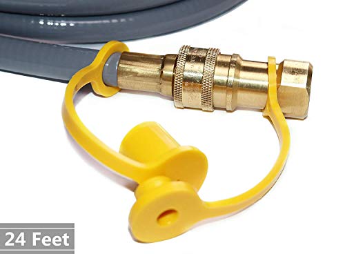 Dozyant 24 Feet 3/8-Inch Id Natural Gas Grill Hose With Quick Connect Propane Gas Hose Assembly For Low Pressure Appliance -3/8 Female Pipe Thread X 3/8 Male Flare Quick Disconnect - Csa Certified #TOP1